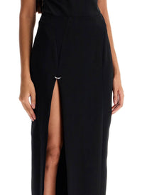 BLACK // black pierced pencil skirt