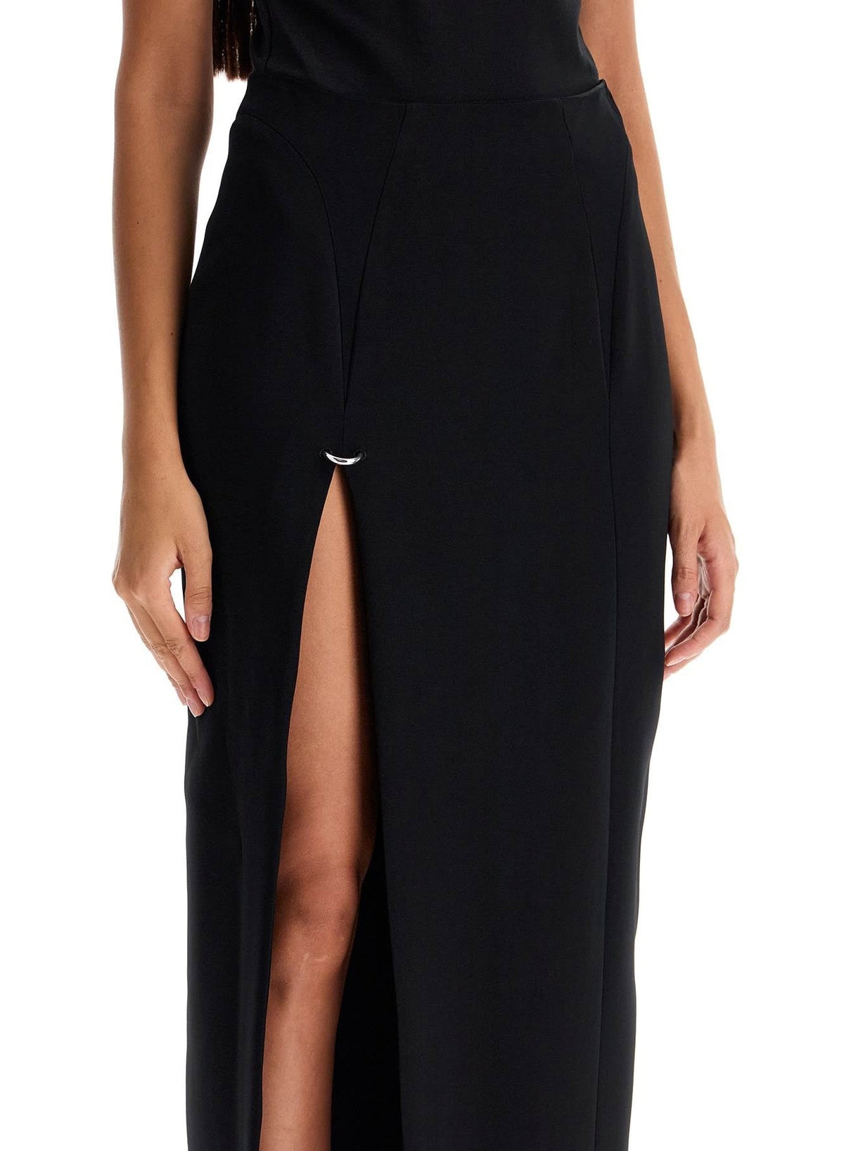 BLACK // black pierced pencil skirt