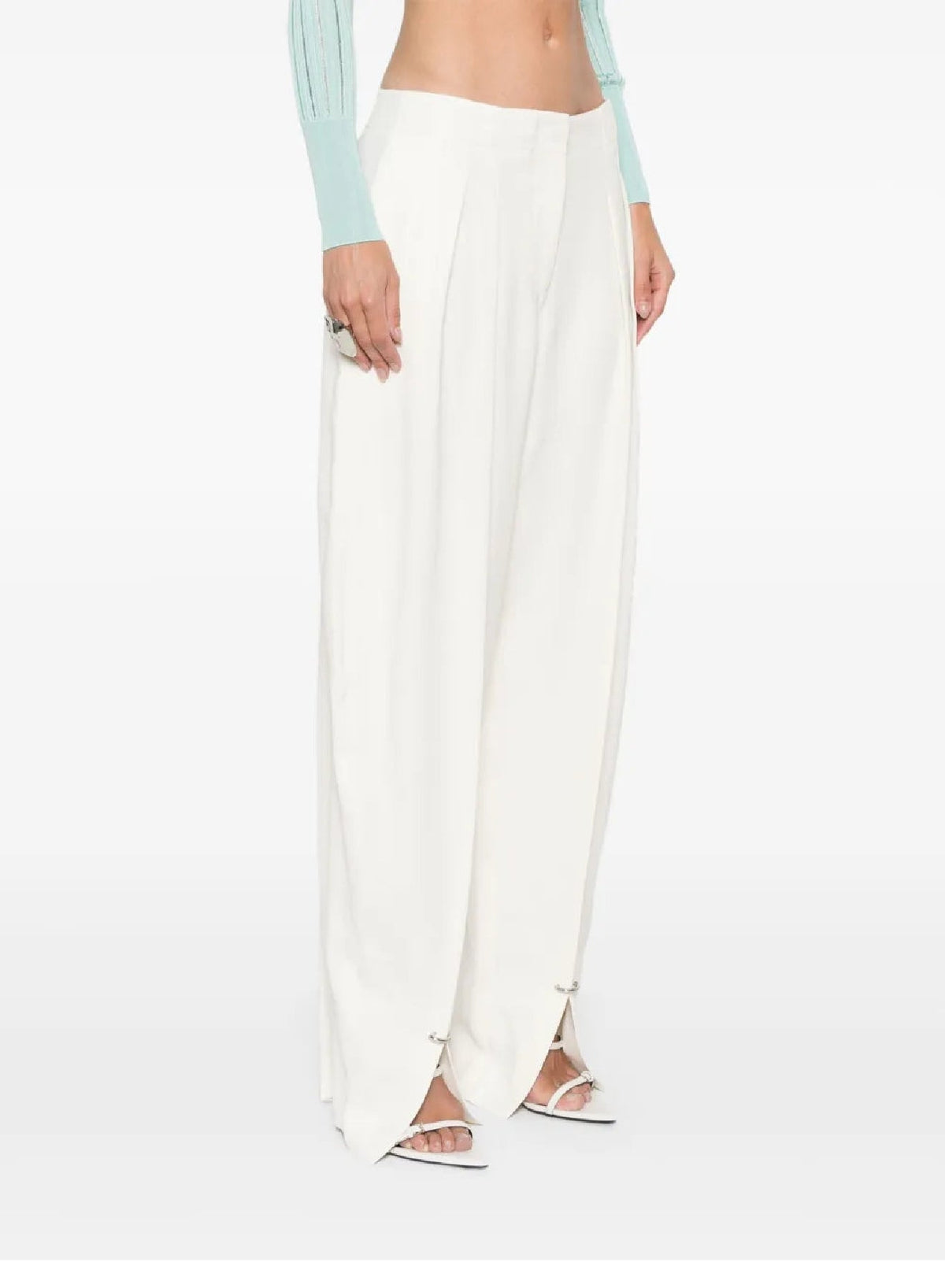 OFF WHITE // white pierced loose tailored trousers