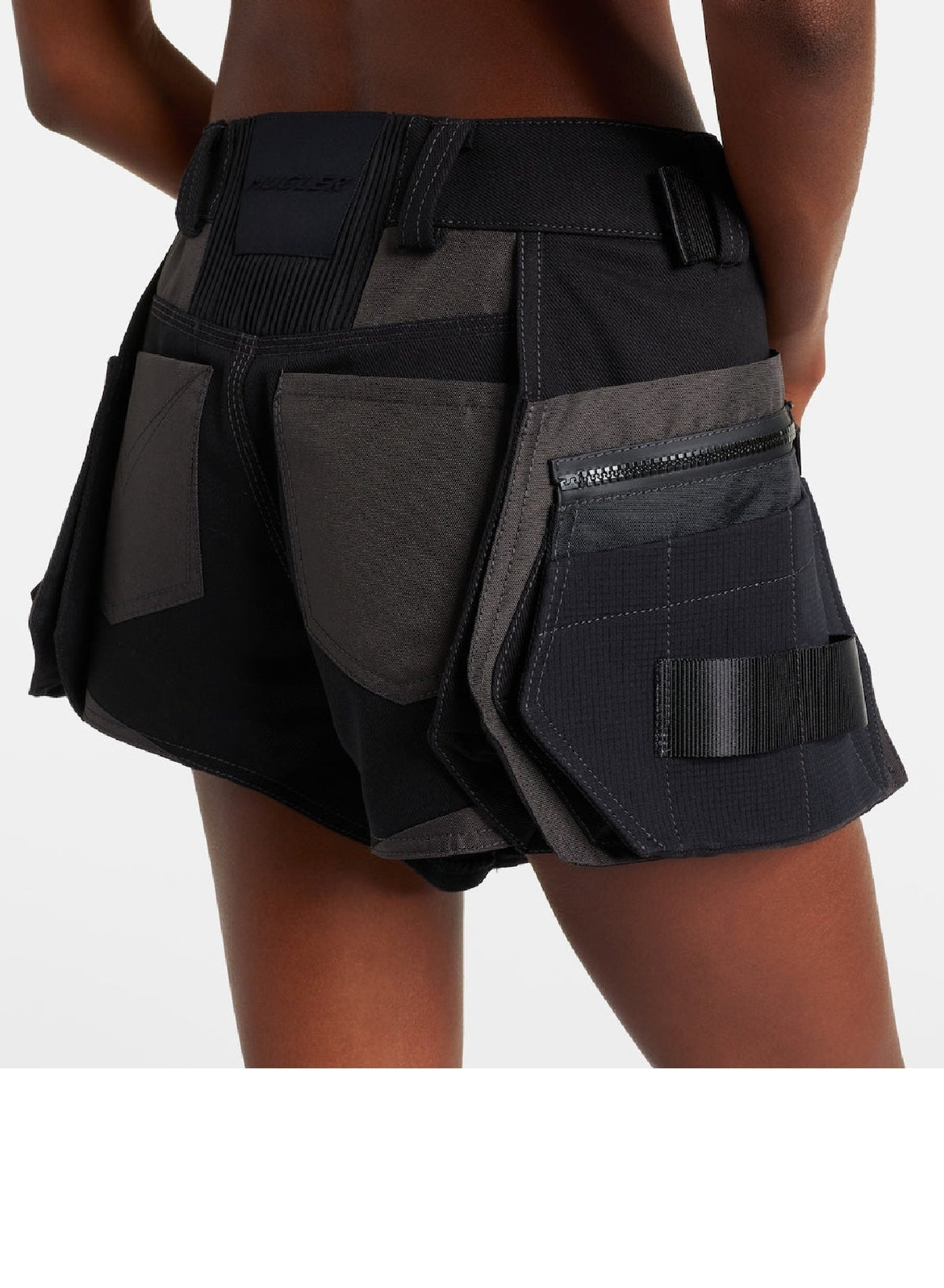 BLACK/BLACK // black technical fabric cargo shorts