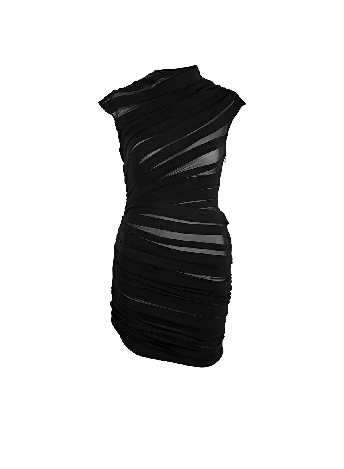 Robe mini froncée en tulle - Black