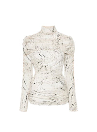 NUDE 01 TILES PRINT // off-white dévoré velvet ruched top