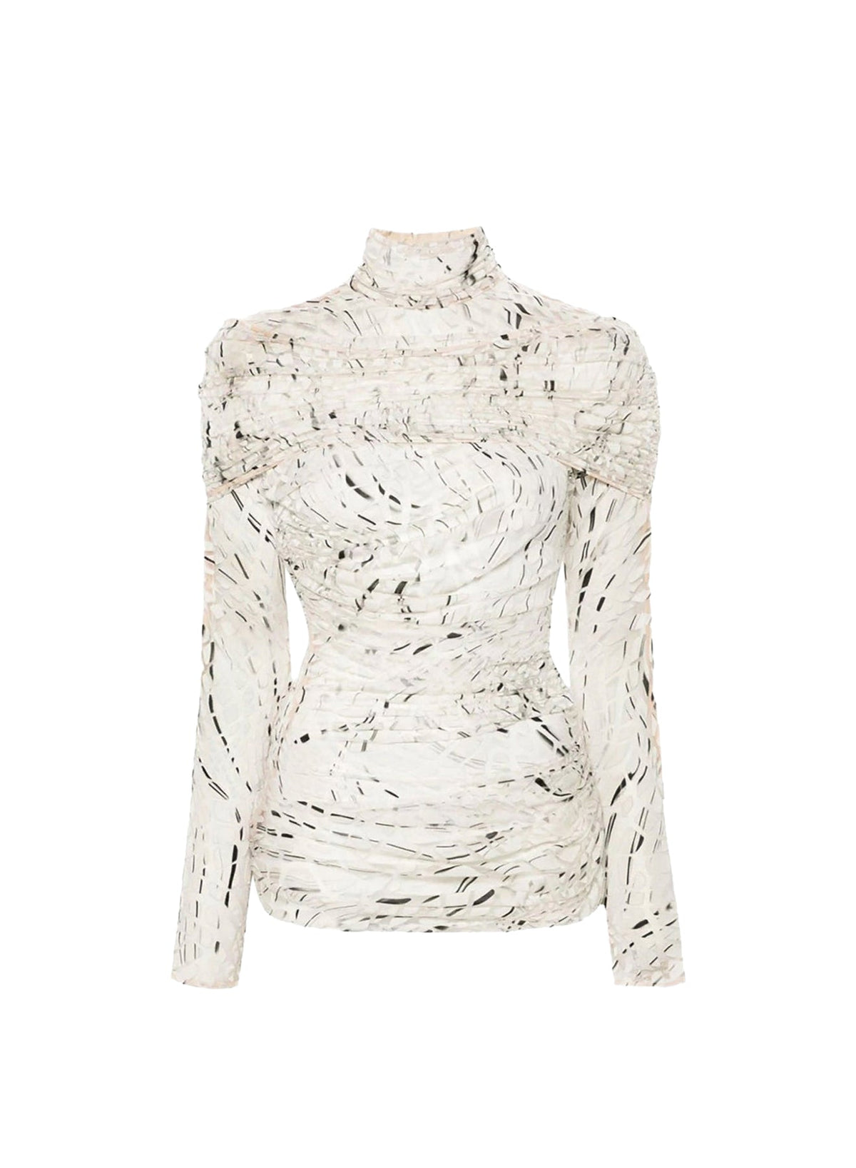 NUDE 01 TILES PRINT // off-white dévoré velvet ruched top