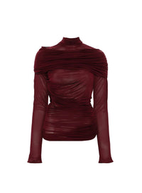 BLOOD RED // red ruched top