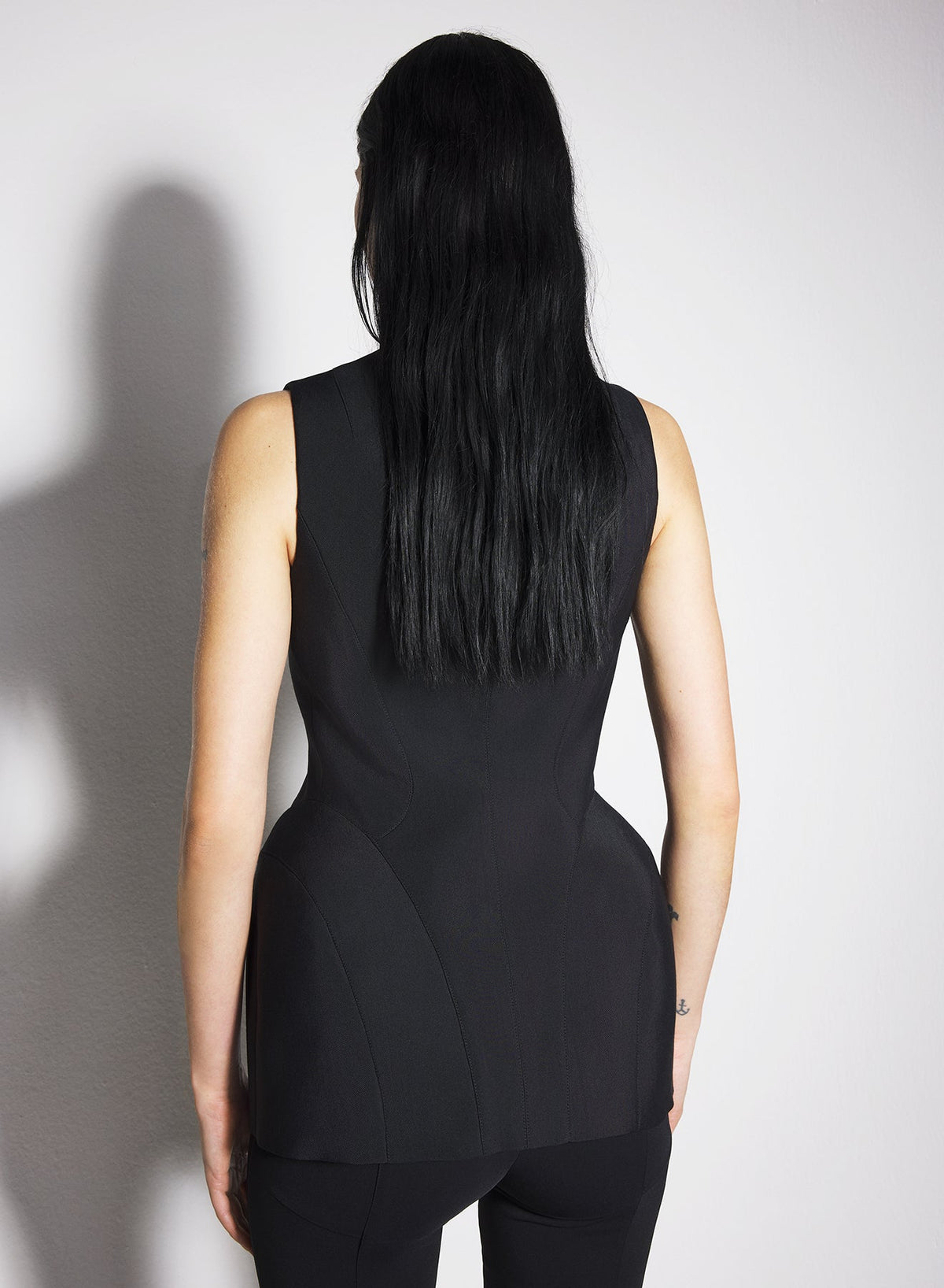 BLACK // black corseted pierced vest