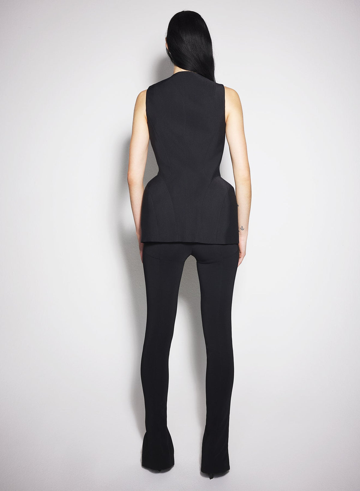 BLACK // black corseted pierced vest