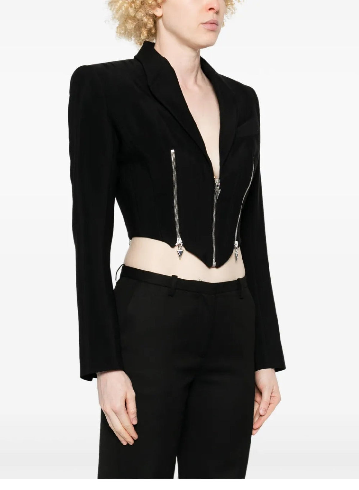 BLACK // black zipped wool jacket