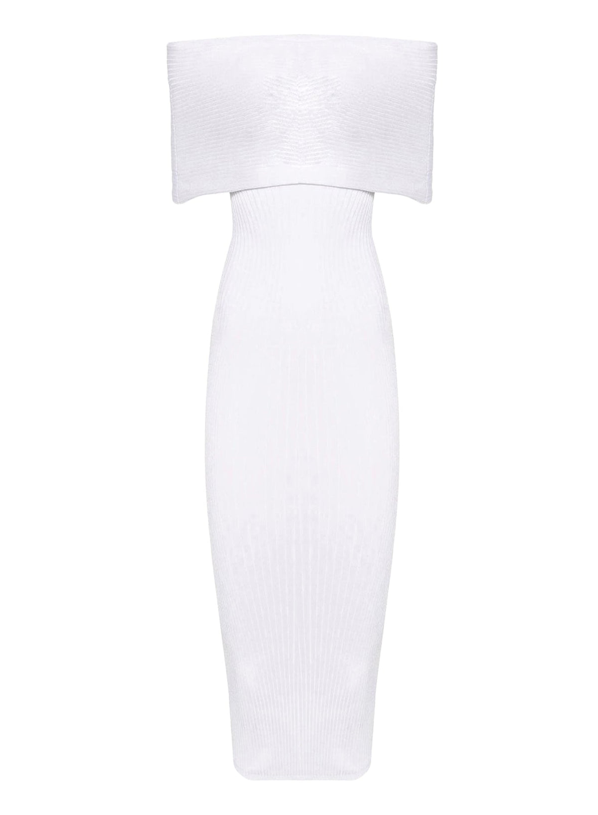 OFF WHITE // white off-shoulder knit dress
