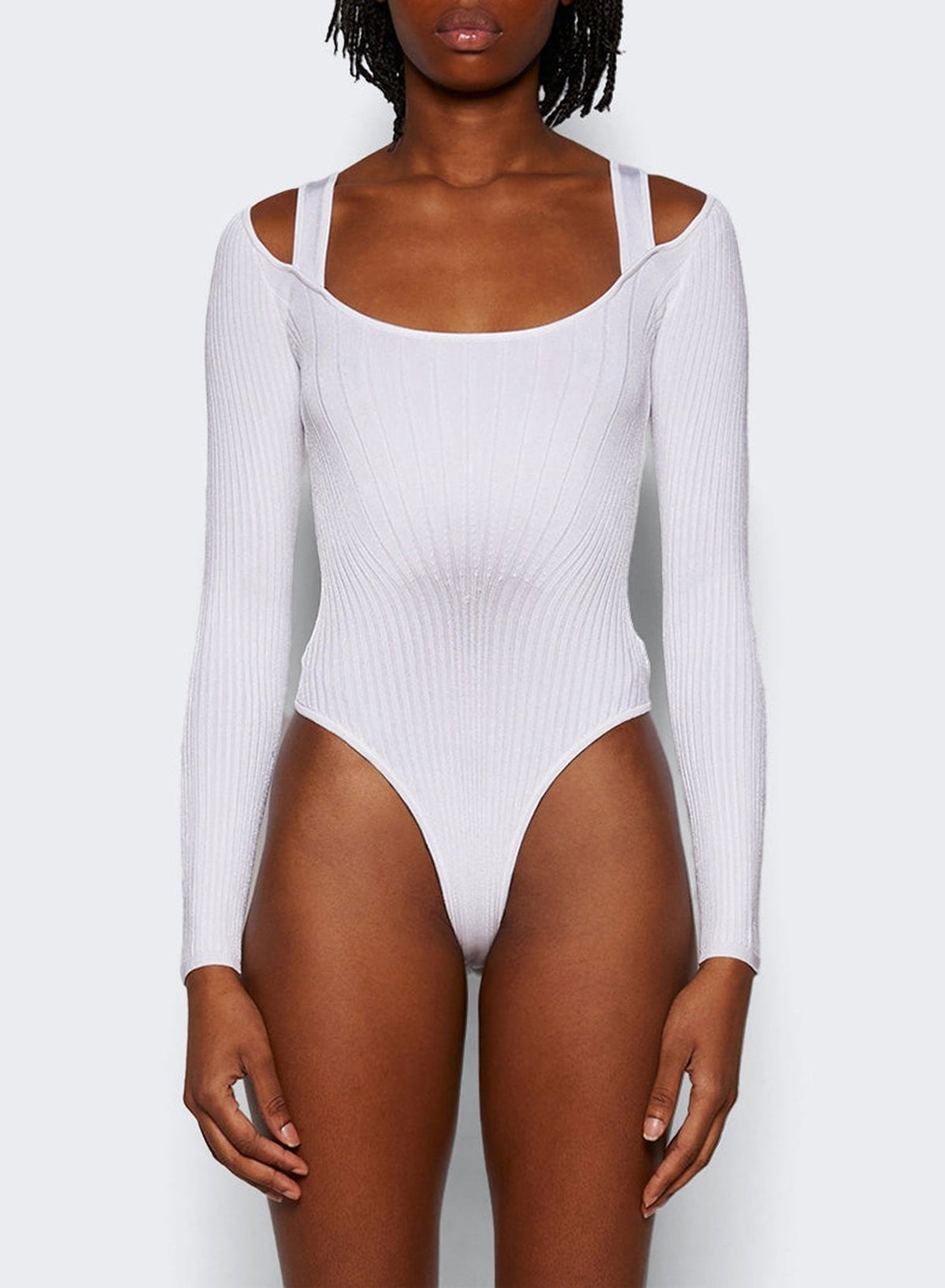 OFF WHITE // white sculpting knit bodysuit