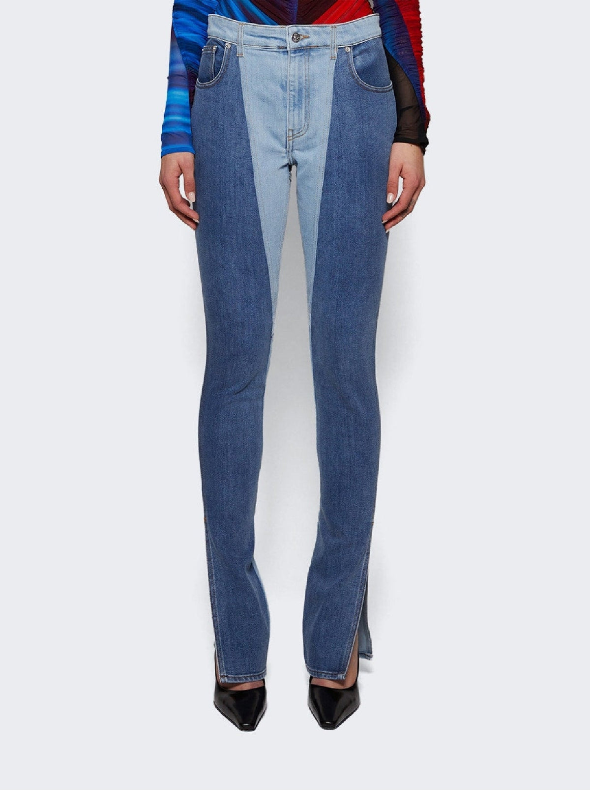 TOKYO BLUE/DARK TOKYO BLU // blue bi-color skinny jeans