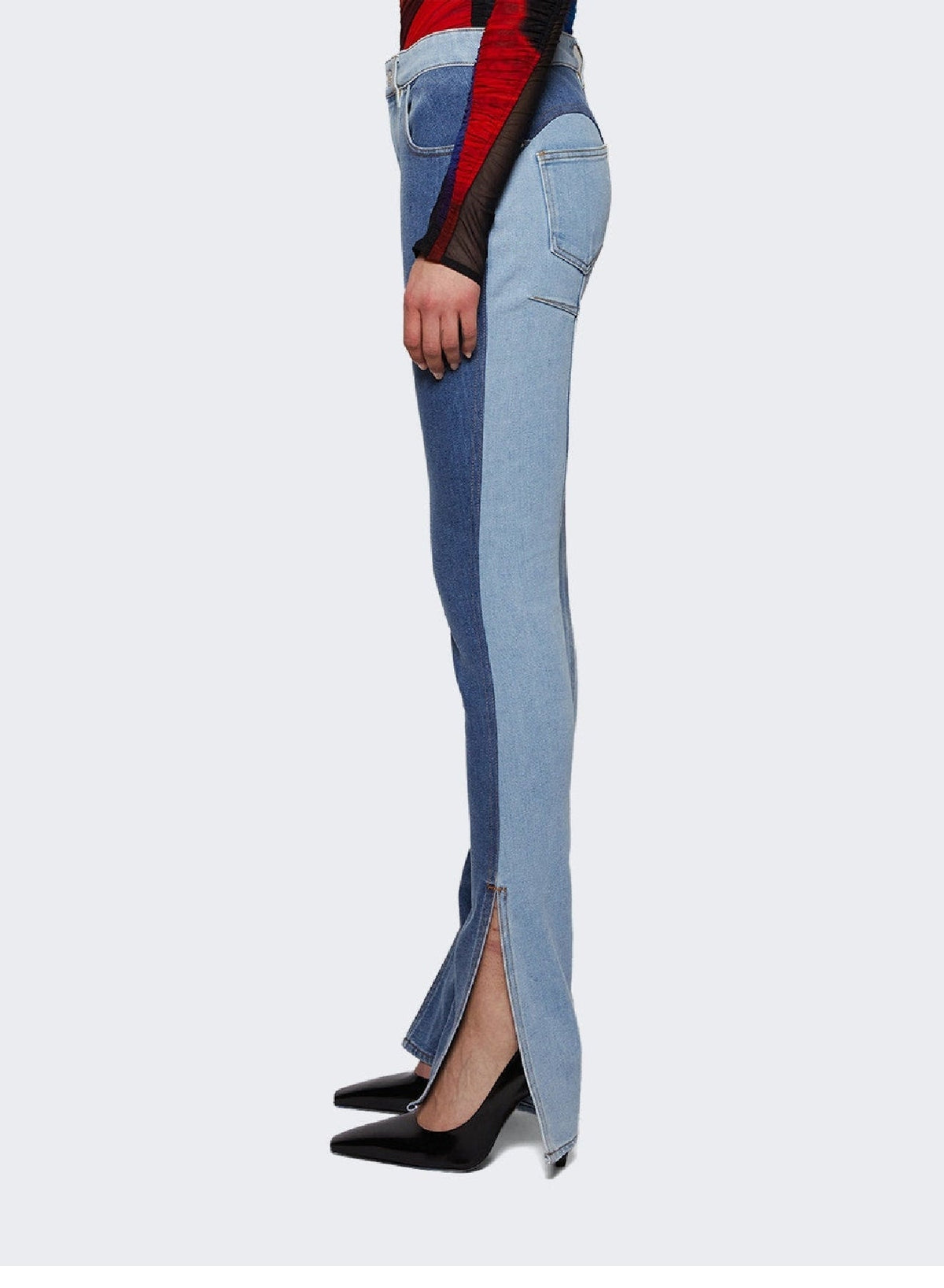 TOKYO BLUE/DARK TOKYO BLU // blue bi-color skinny jeans