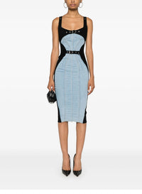 TOKYO BLUE / BLACK // bi-color buckled denim dress