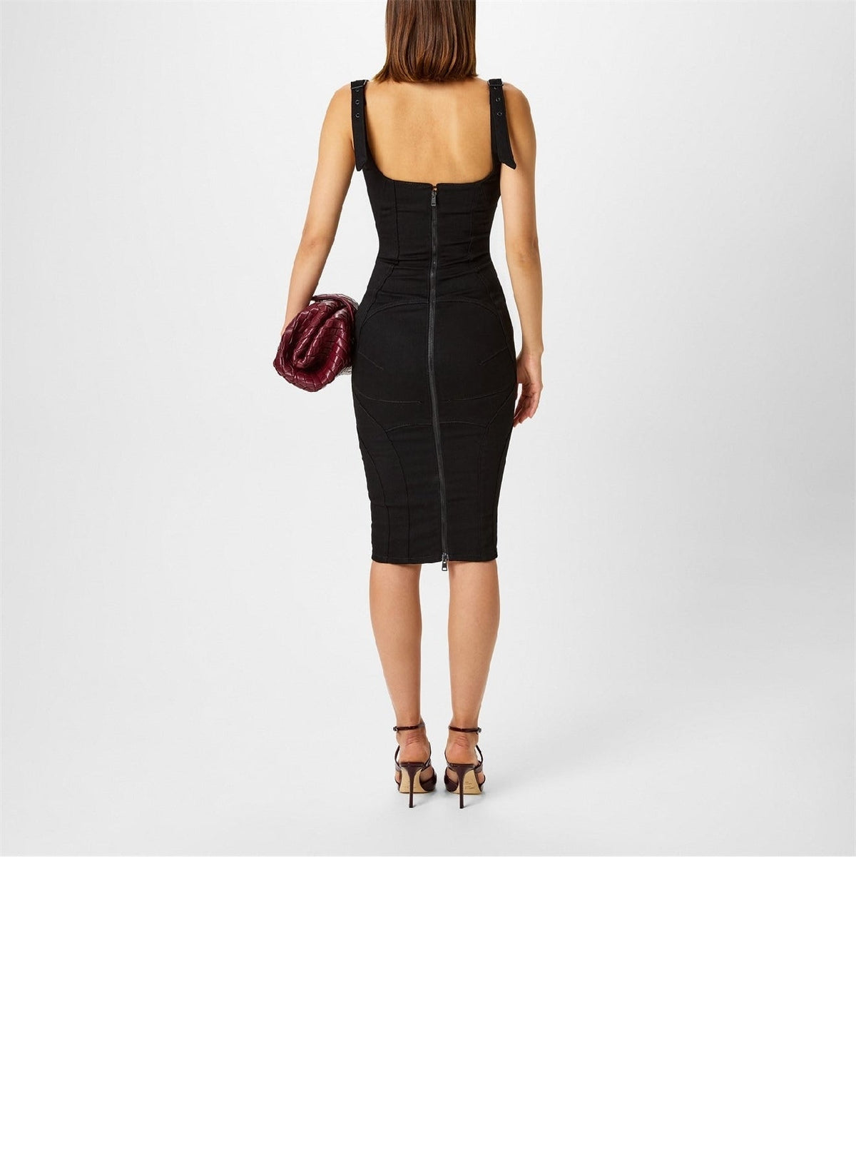 WASHED BLACK / BLACK // washed black buckled denim dress