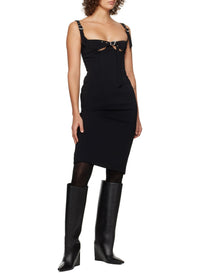 BLACK // black buckled bustier dress