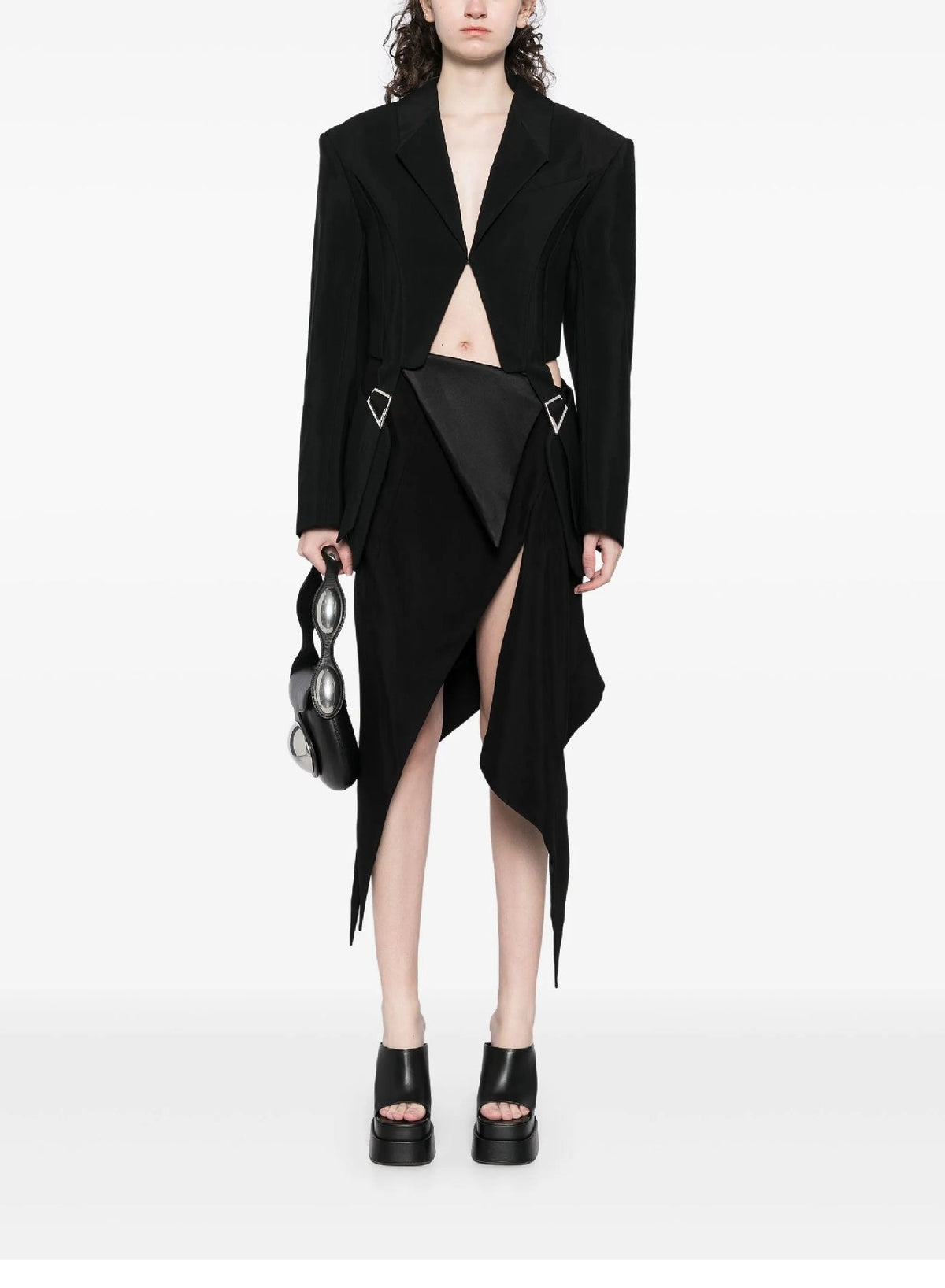 BLACK // black buckled tailored wool jacket