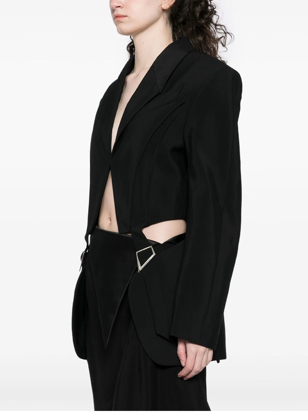 BLACK // black buckled tailored wool jacket