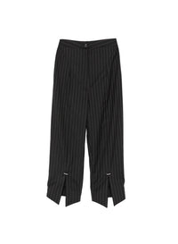 Pantalon capri Piercing rayé en laine - Black on Grey