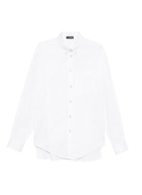 WHITE // pinstripe pierced shirt