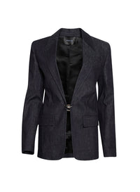 RAW BLUE // pierced tailored raw denim jacket