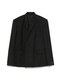 BLACK ON GREY // pinstripe oversized tailored jacket