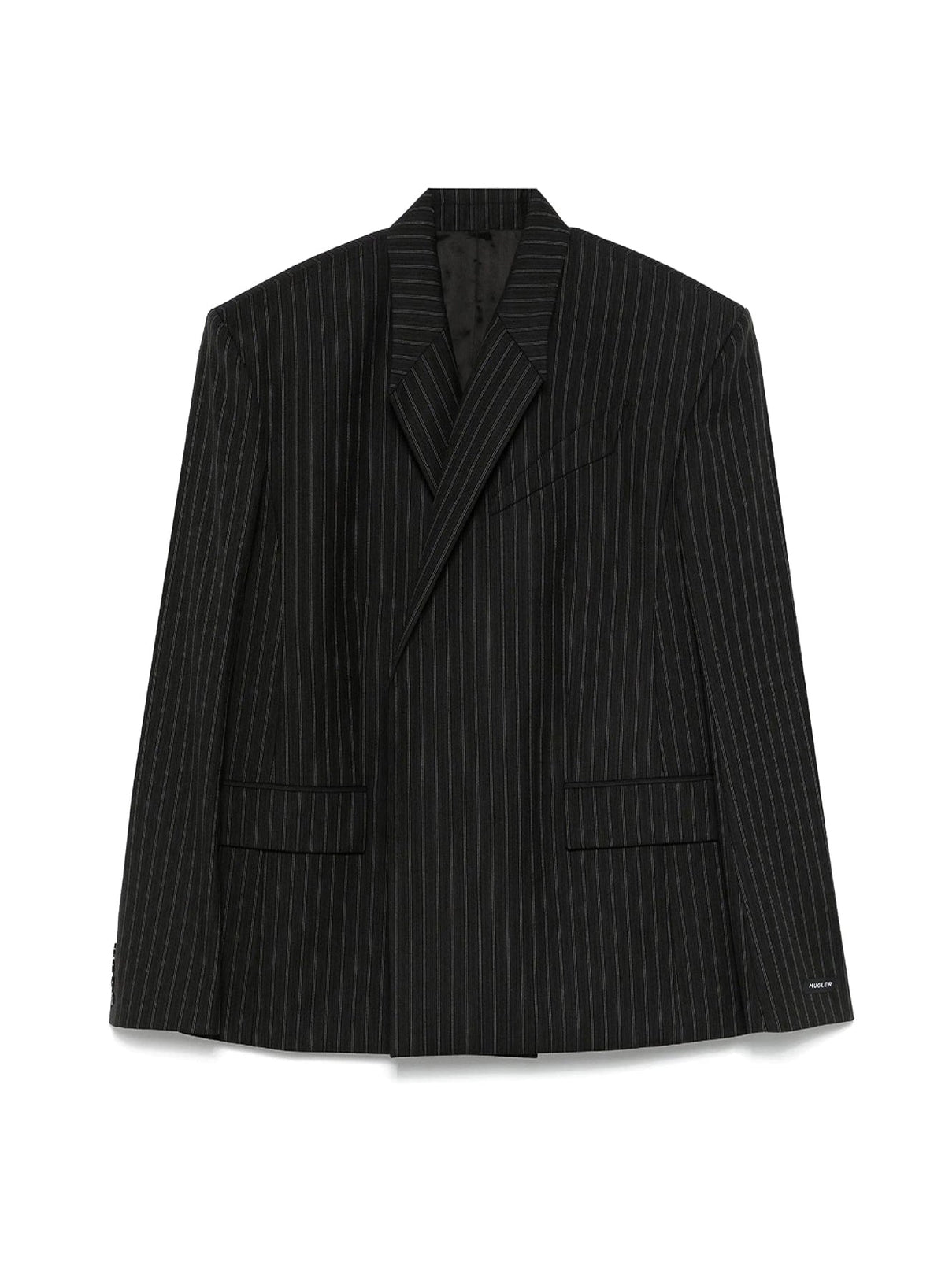 BLACK ON GREY // pinstripe oversized tailored jacket