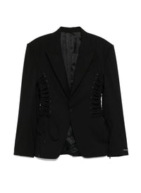 BLACK // black laced up tailored jacket