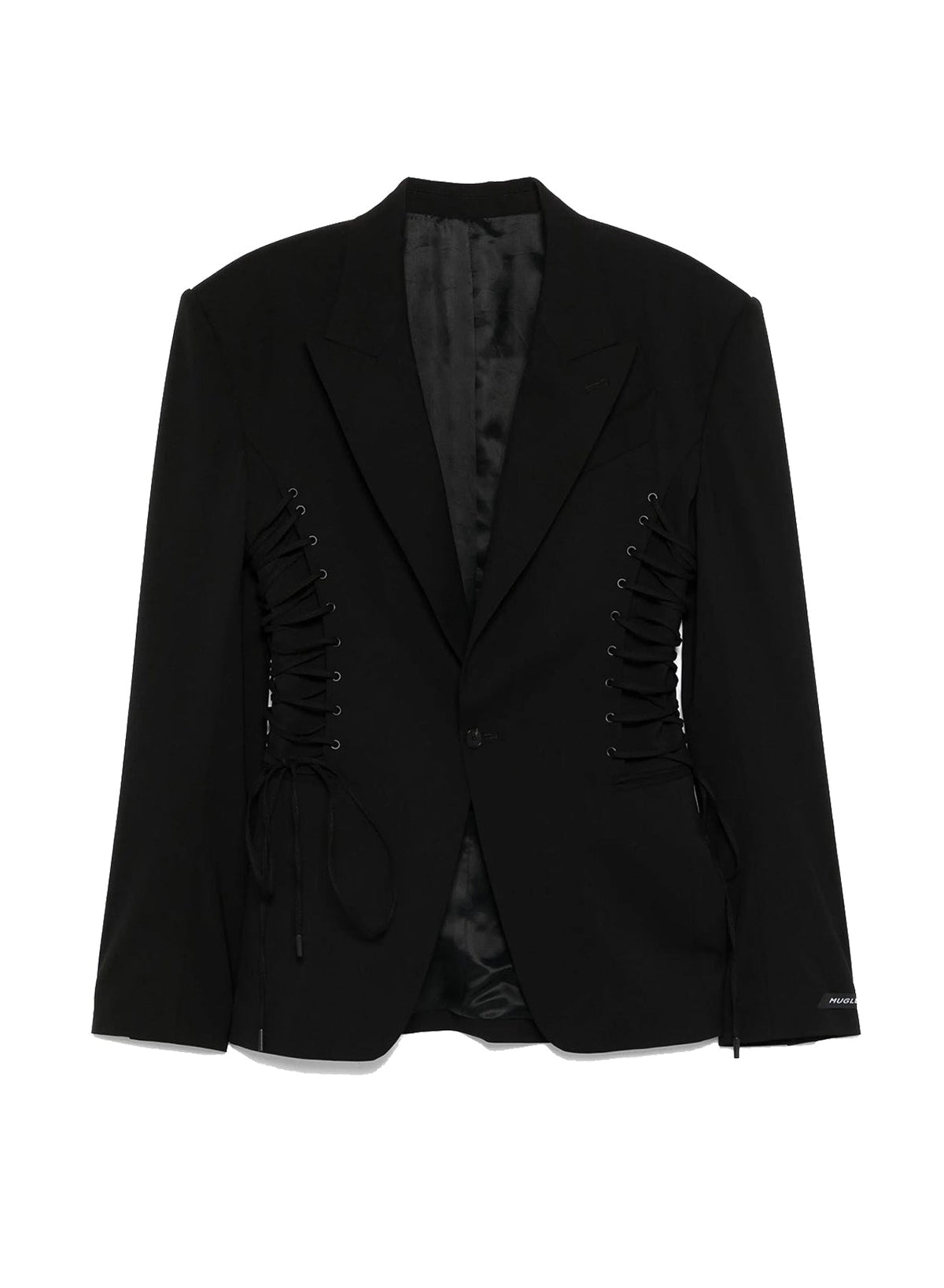 BLACK // black laced up tailored jacket