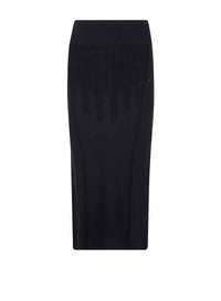 BLACK // black boning detail midi knit skirt