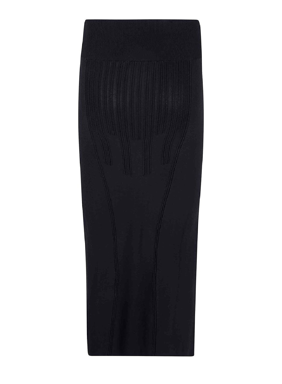 BLACK // black boning detail midi knit skirt