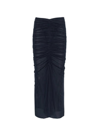 BLACK // black ruched mesh skirt