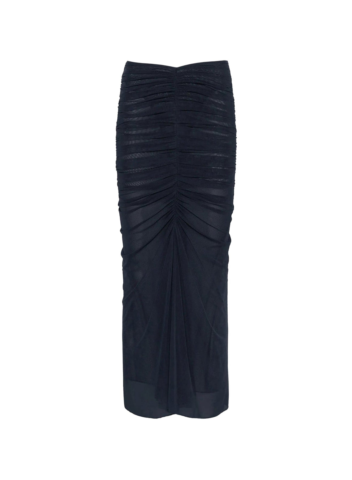 BLACK // black ruched mesh skirt