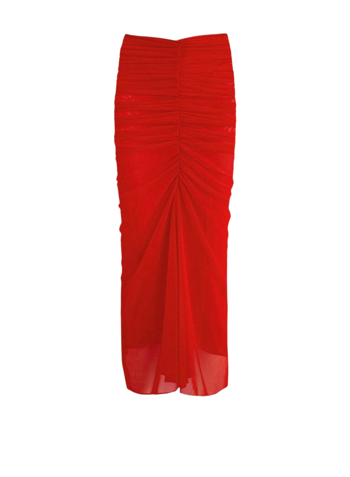 Gathered mesh skirt - Coquelicot