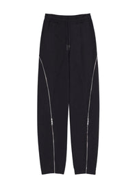 BLACK // black light fleece zipped track pants