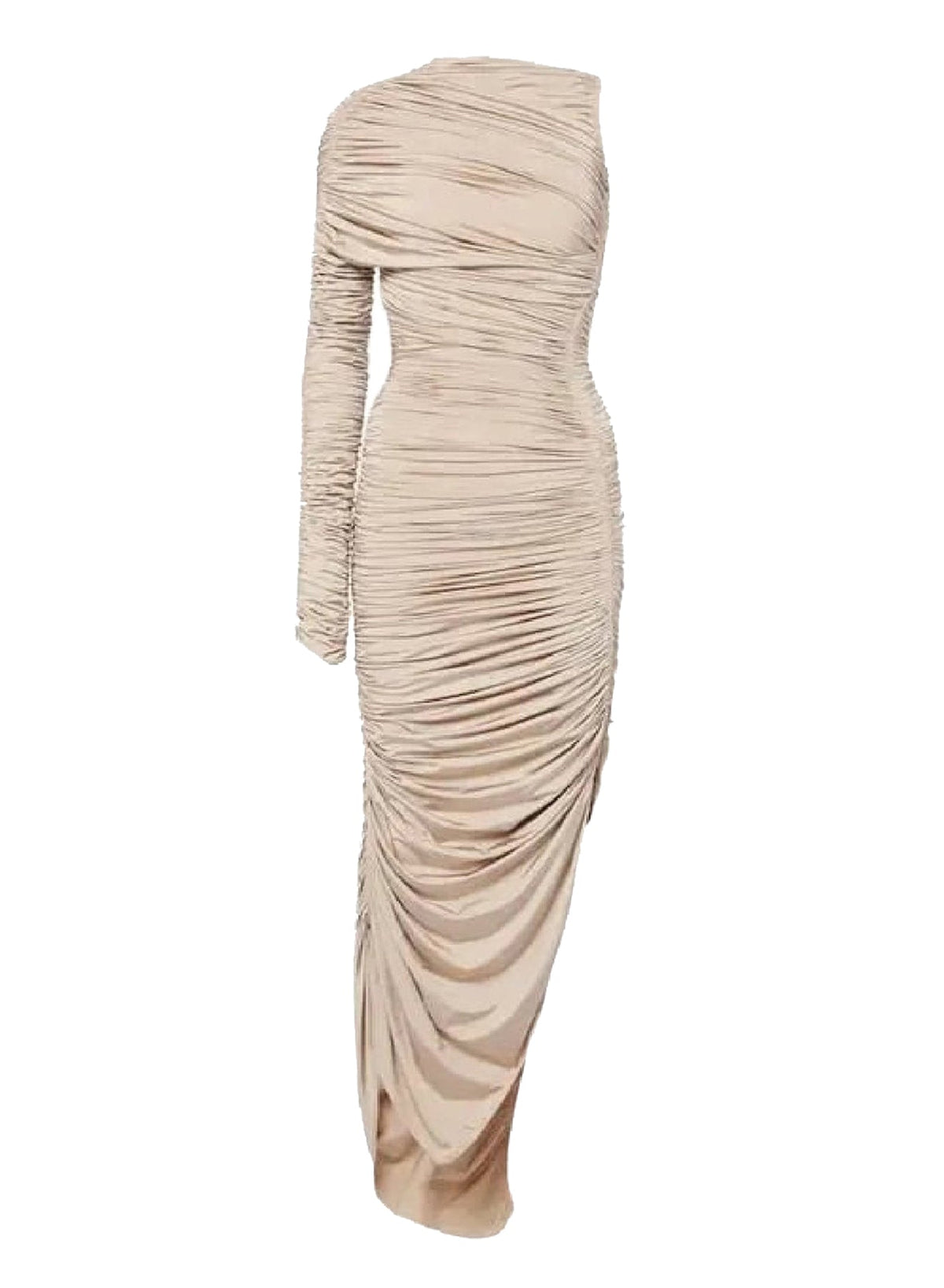 CHAMPAGNE // chanpagne asymmetrical pierced ruched dress