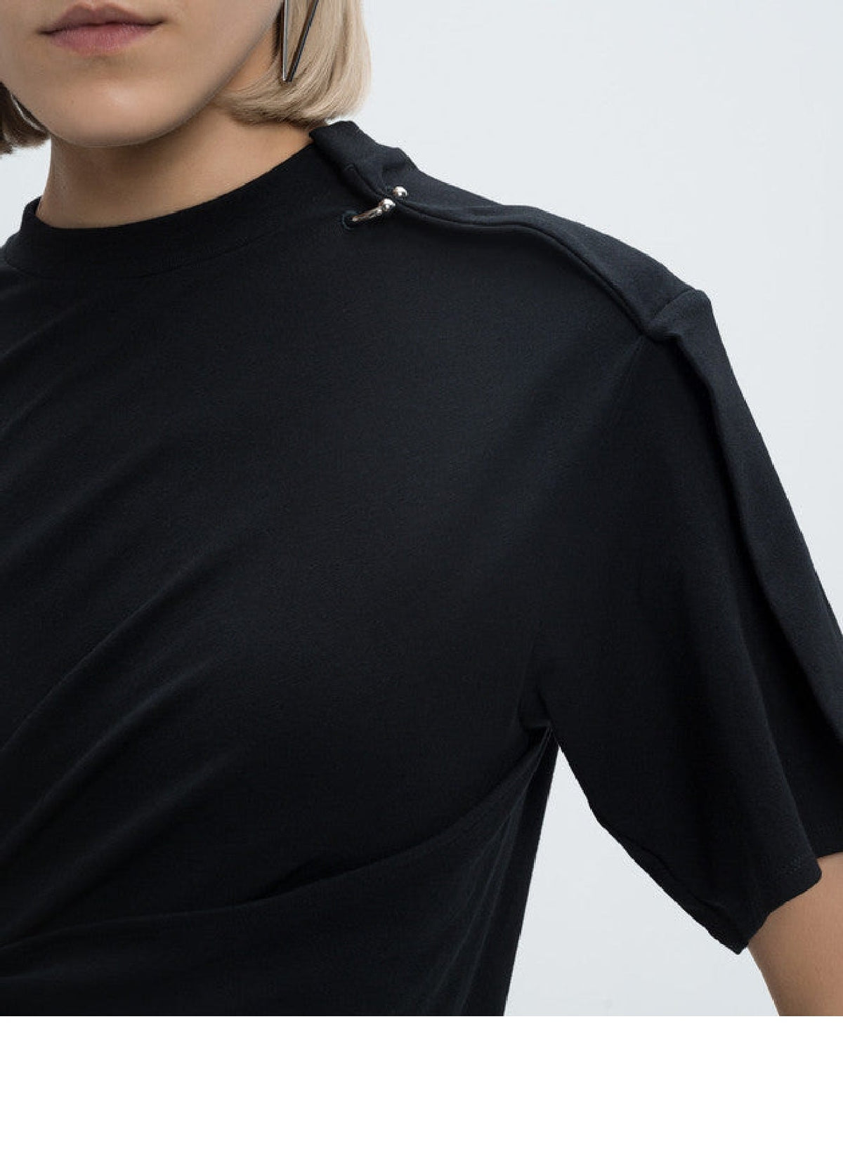BLACK // black draped pierced day dress
