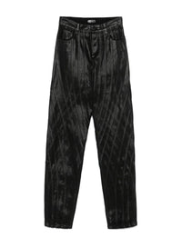 WAX SHINY BLACK // waxed black spiral baggy jeans