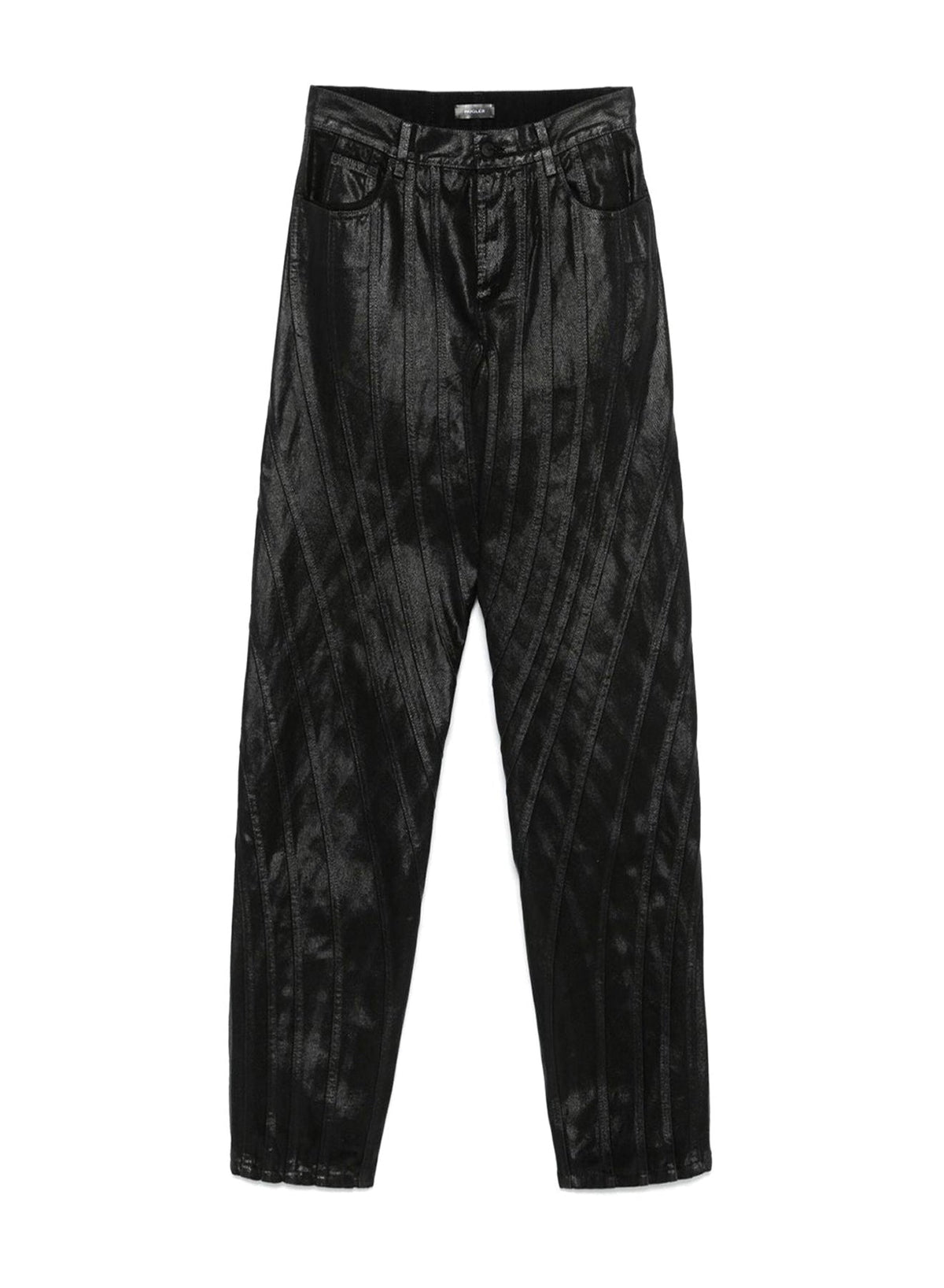 WAX SHINY BLACK // waxed black spiral baggy jeans