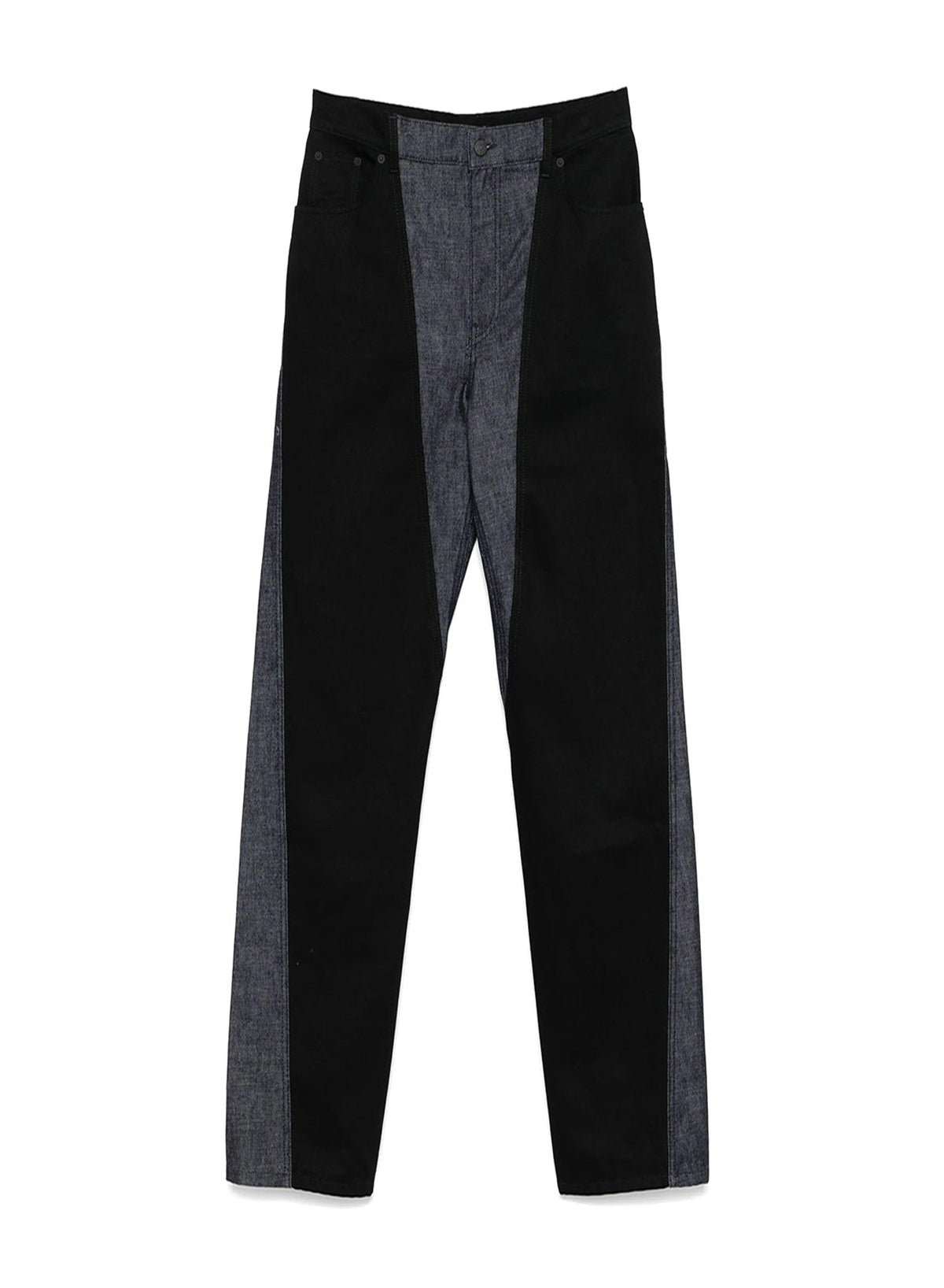 RAW BLUE / BLACK // raw blue bi-color straight leg jeans