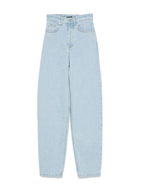 MEDIUM BLUE // blue laced-up wide-leg jeans
