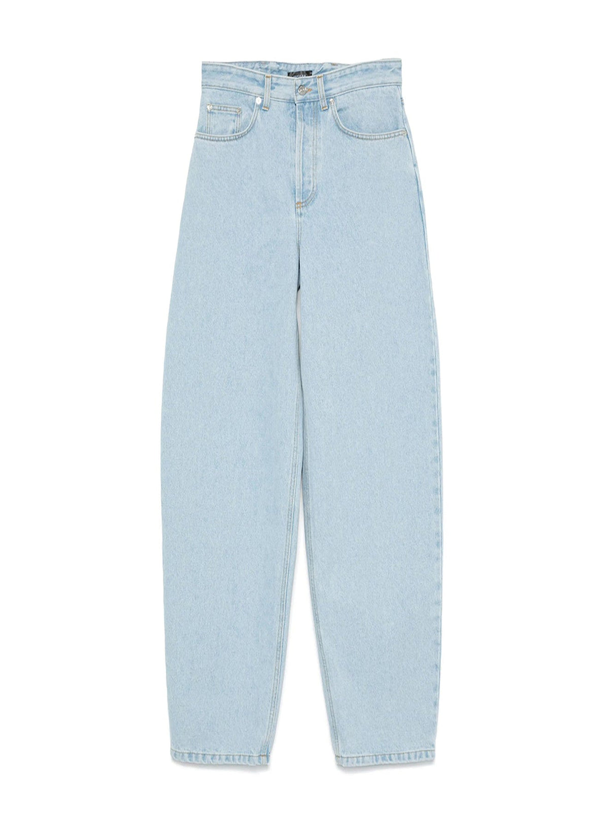MEDIUM BLUE // blue laced-up wide-leg jeans
