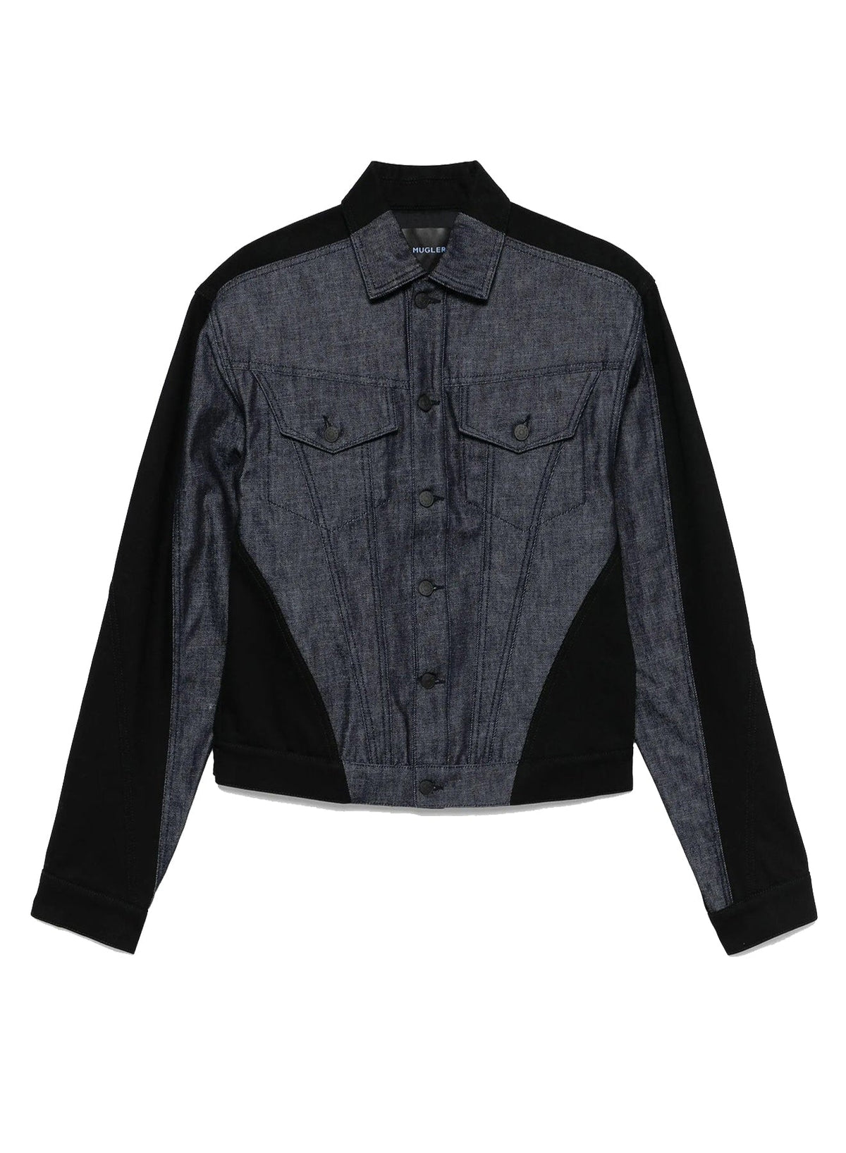 RAW BLUE / BLACK // raw blue bi-color denim jacket