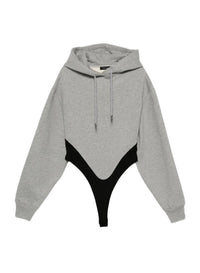Hooded fleece bodysuit - Grey Melange & Black
