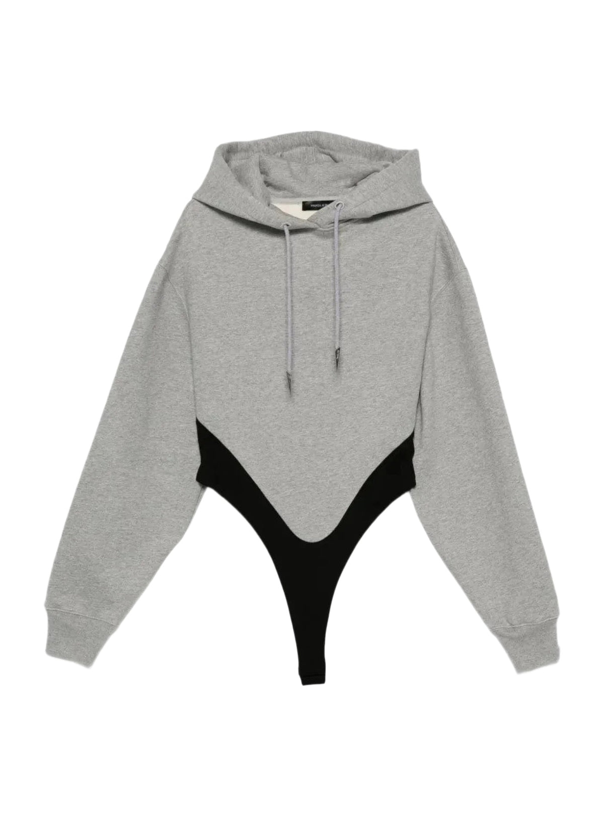 Hooded fleece bodysuit - Grey Melange & Black