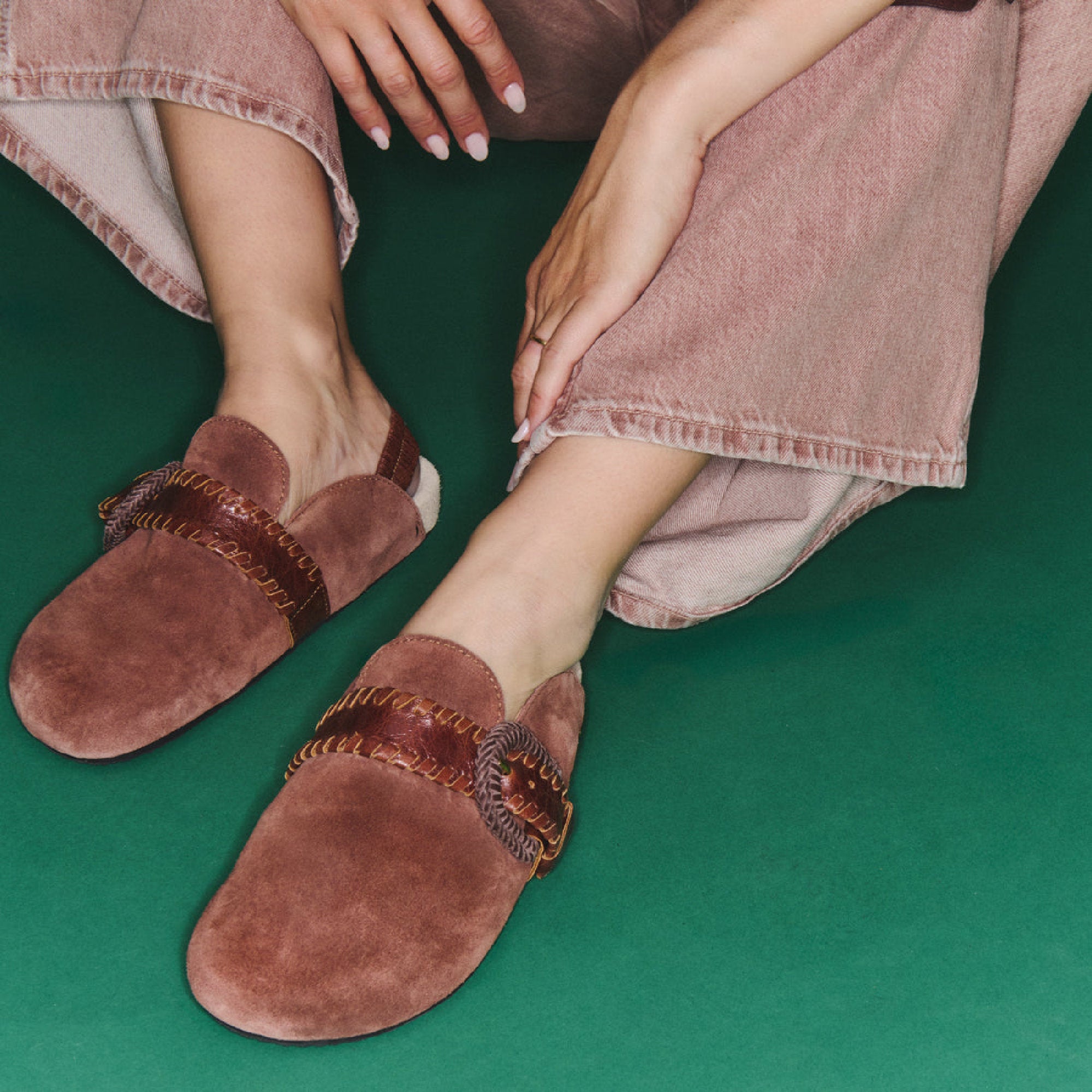 Mules Georgette en cuir de veau - Cognac