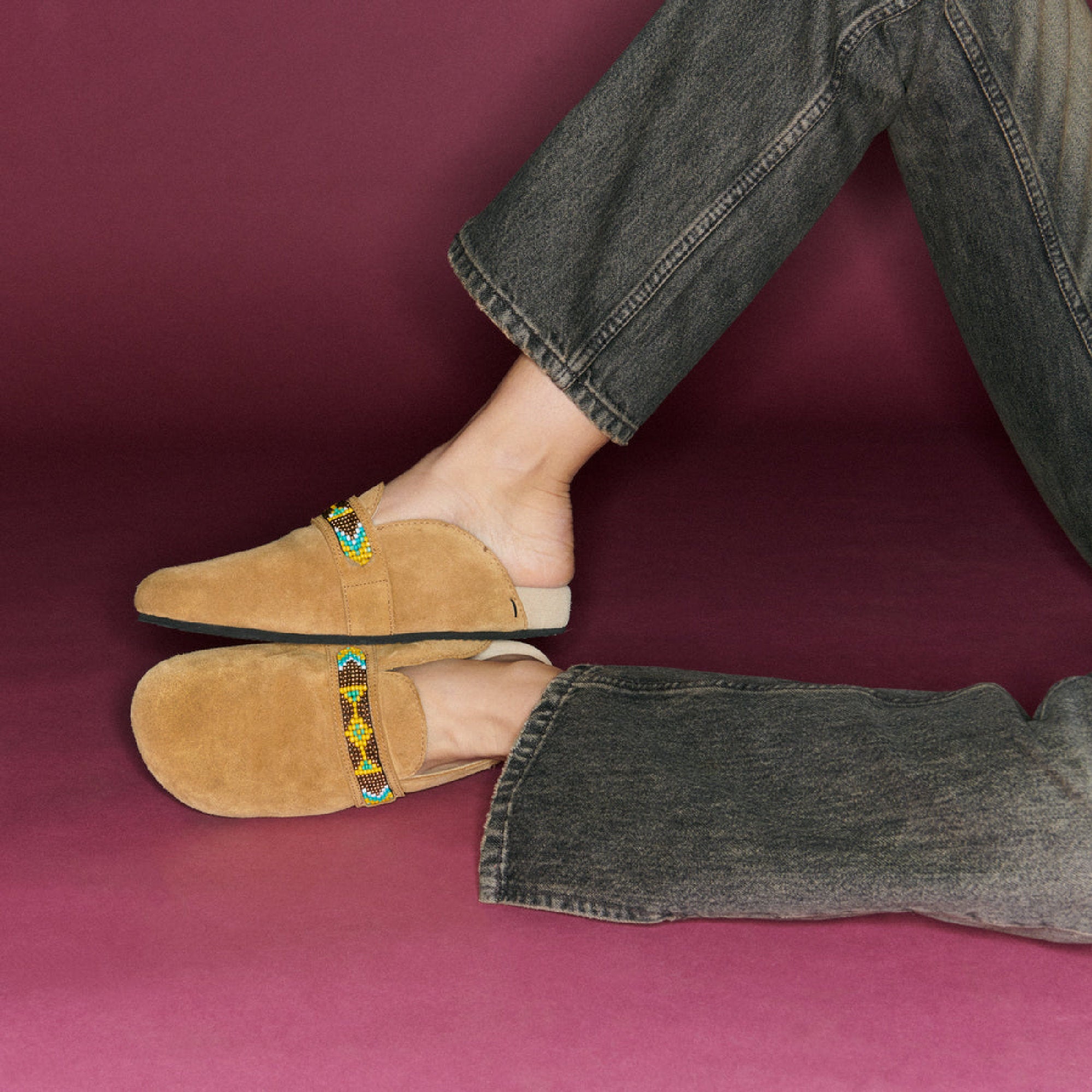 Mules Georgette en cuir de veau - Pécan