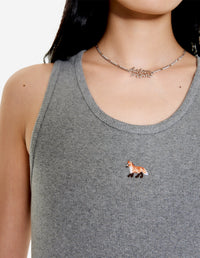 Baby Fox Ribbed Tank Top - Medium Grey Melange