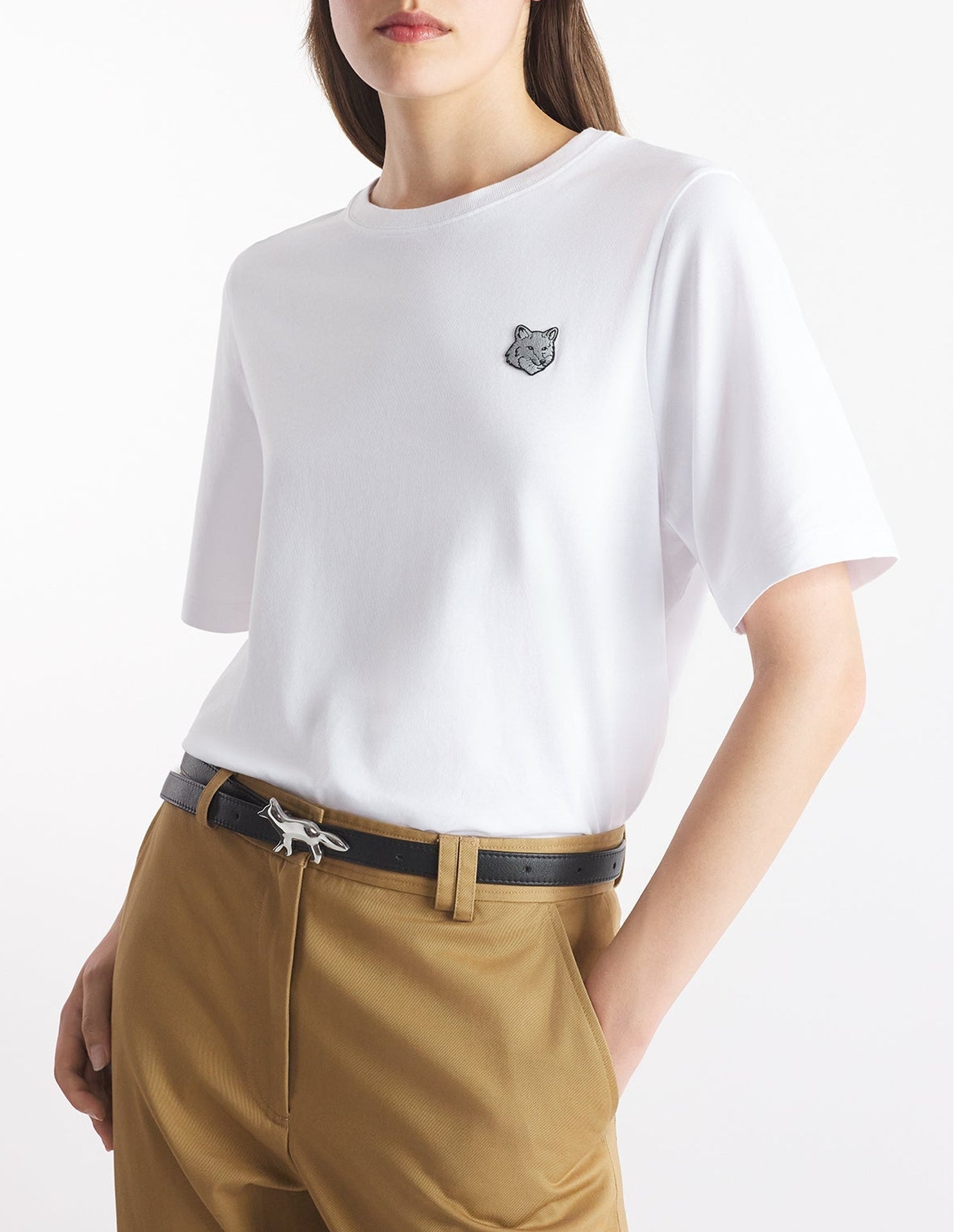 T-shirt Bold Fox Head avec écusson - White