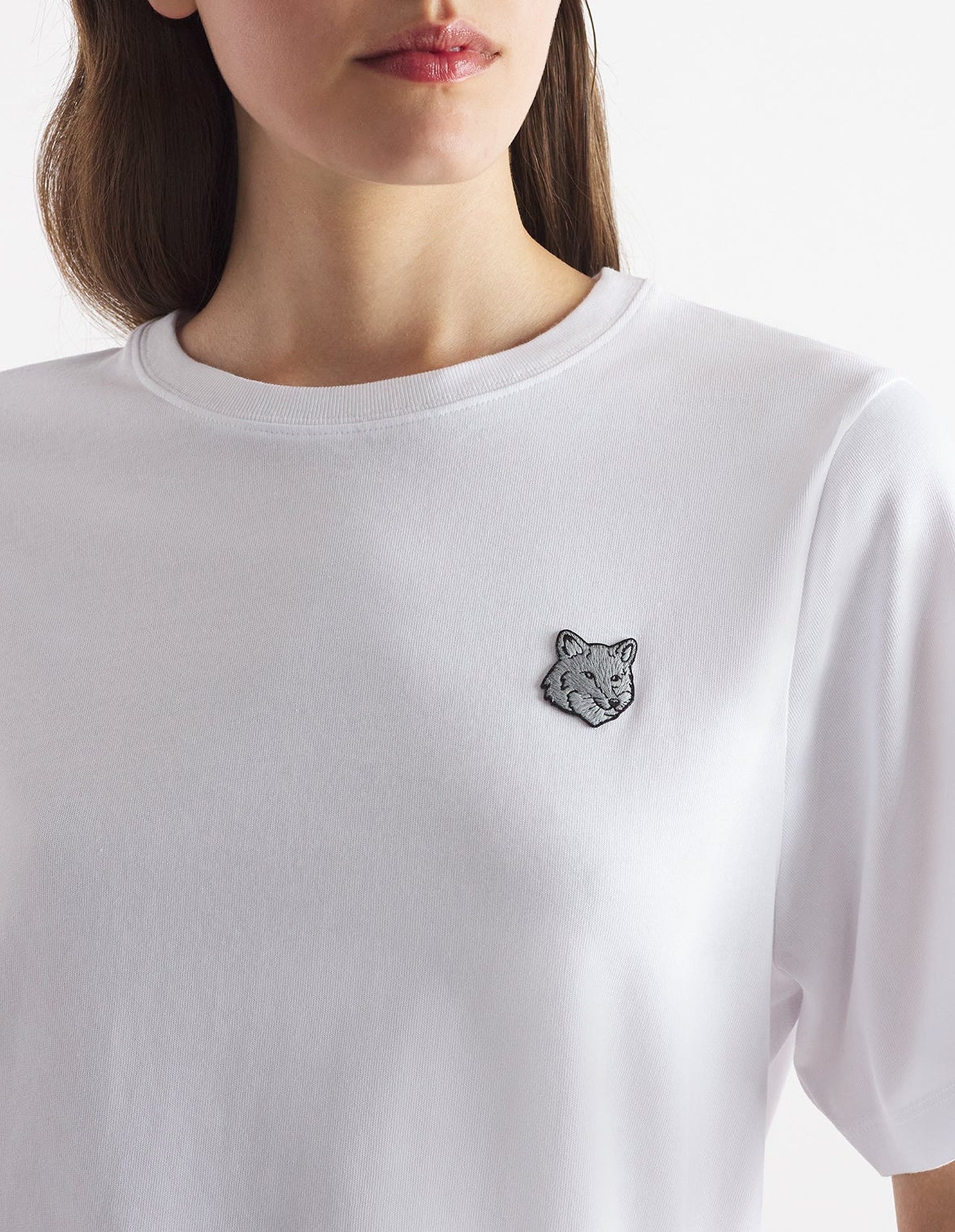 T-shirt Bold Fox Head avec écusson - White