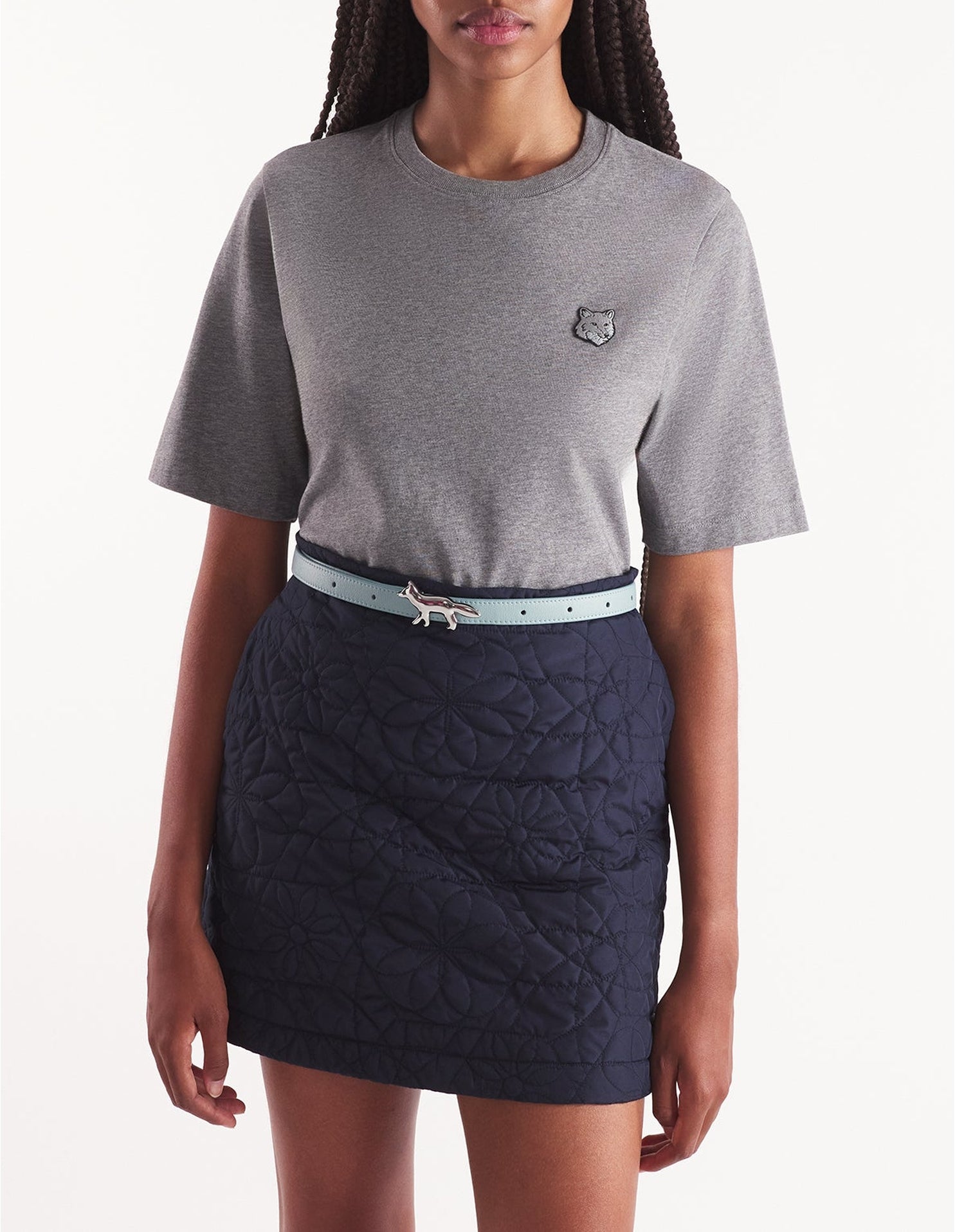 T-shirt Bold Fox Head avec écusson - Medium Grey Melange