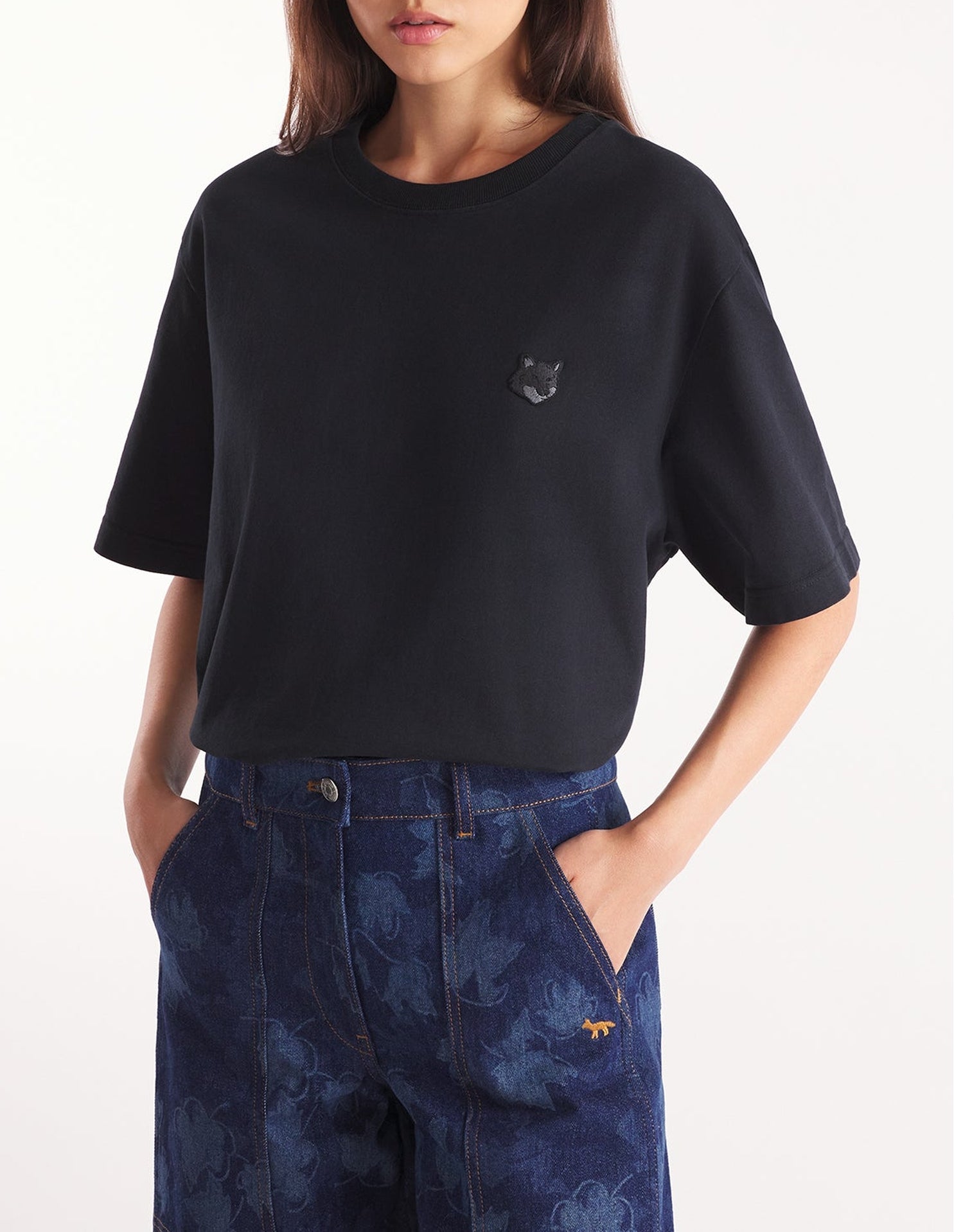 T-shirt Bold Fox Head avec écusson - Black